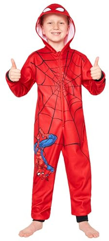 Marvel Spiderman Fleece Onesie Kinder Jungen, Iron Man Avengers Ganzkörper Schlafanzug 3 bis 10 Jahren - Kinder Geschenke Jungen (Rot Spiderman, 7-8 Jahre)