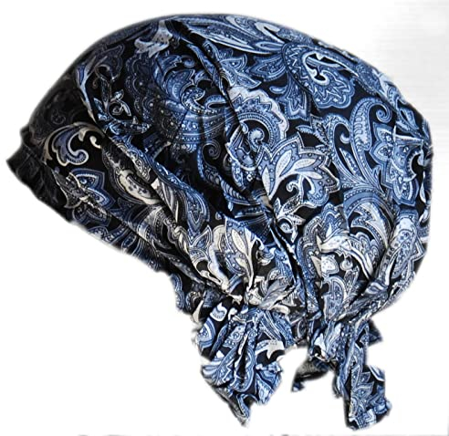 Cool4 Sommer Kopftuch Strand Bandana Meer Beanie Sonne Sonnenschutz Mütze Chemo Cap A04 (Grau Schwarz Weiß im Paisleymuster)