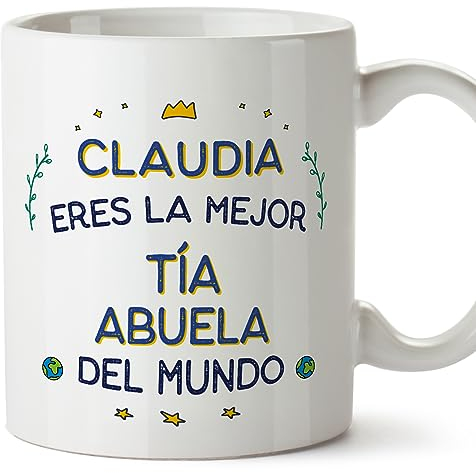 MUGFFINS Tazas Personalizadas para TÍA ABUELA - En Español - Mejor del Mundo - 11 oz / 330 ml - Regalo personalizable original y divertido