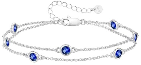 LOUISA SECRET Armband silber 925 damen mit Zirkonia Armband Doppelt Kette Verstellbar Armkette Valentinstag Muttertag Geburtstags Weihnachten Geschenk für Sie Frauen Freundin (925 Silver-09-Sep)