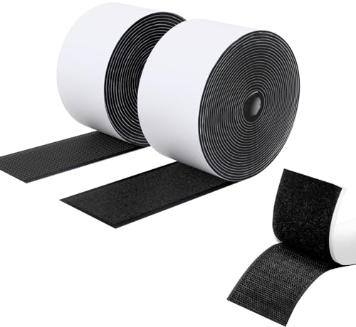 SUTOUG Nastro autoadesivo extra forte - 50 mm× 3 m Nastro autoadesivo a strappo e gancio Nastro biadesivo per interni ed esterni - biadesivo - Nero
