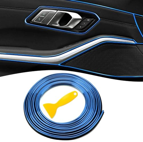 Auto Zierleisten Innen,10M Auto Innenraum Formen Zierleiste Lüftungsschlitz Dekoration Auto Styling Zierleisten DIY Lüftungsgitter Innenausstattung Streifen,für die Meisten Lüftungsschlitze (Blau)
