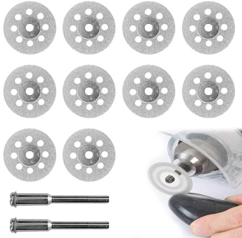 22mm Diamond Cutting Off Discs Wheel, 12 Pcs Diamond Cutting Discs Cut-Off Wheel Blades Set, Diamonds Grinding Discs Gemstones Glass Cut for Metal Glass Ceramics Porcelain Gem Stones