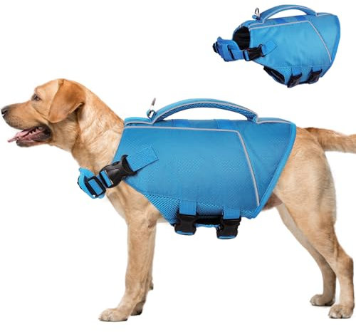 ASENKU Schwimmweste Hund 2XL Hundeschwimmweste Rettungswesten für Große Hunde mit Griff und Reflektierend,Leicht und Sicher,Hunde Schwimmweste für Wassersport, Schwimmen, Bootfahren und Kanufahre