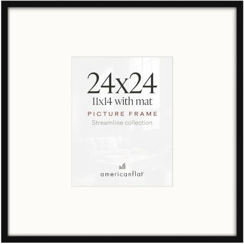 Americanflat Bilderrahmen in Schwarz, 61 x 61 cm, Verwendung als 28 x 35 cm Bilderrahmen mit Passepartout oder 61 x 61 cm ohne Passepartout, dünner Rand, Fotorahmen mit Plexiglas-Abdeckung,