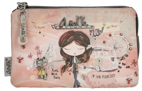 Anekke Peace & Love 3-Compartment Coin Purse Pink