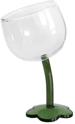MINGZHE Copas de Vino de Flores, Copas de Vino de Vidrio, Copa de Vidrio para Fiestas, Rayas Reutilizables, Tazas de Flores, Copas de Vidrio, Copa para Fiesta, Cena, Boda, Festival, Cocina,(Verde-T)