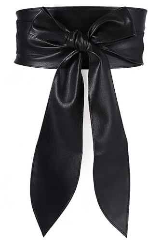 Damen Obi Gürtel,PU Leder Mode Wickelgürtel Breite Gürtel Retro Cinch Gürtel Weich Knoten Hüftgürtel Bindegürte Leder Korsett Cinchbund für Kleider Tägliche Party