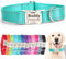 SEOUGEE Personalised Dog Collar with Engraved Metal Buckle, Reflective Nylon Collars for Small Medium Large Dogs with Custom Name Plate Phone Number (Dark Green, L:Neck 40-60cm,Width 2.5cm)