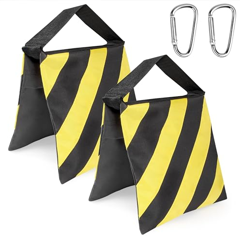 Newellsail Sandsäcke für Fotografie Leer Sandsack mit Karabiner Fotografie Gewicht Taschen für Fotografie-Lampenstativer, Lichtständer-Stativ 2 Stück (Gelbe Schwarz Streifen)