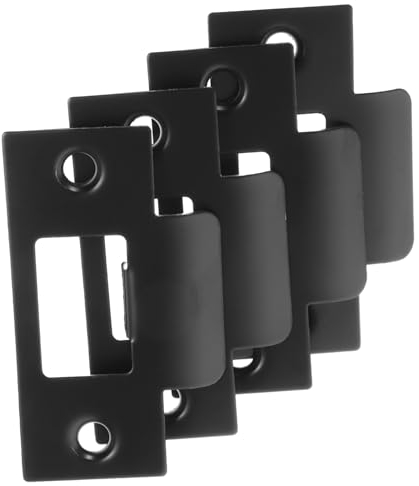 4Pcs Black Stainless Steel Door Strike Plates - Deadbolt Strike Plate for Door Security and Reinforcement