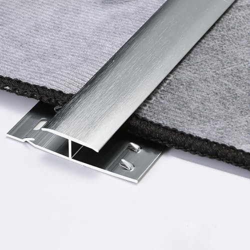 Raouoae Carpet Transition Strip 90cm X 2 Pieces for Carpet to Tile, Floor Edge Protection, Cuttable Decorative Carpet Edging, Mat Trim for Door, Doormat, Easy Install(Gray,B)