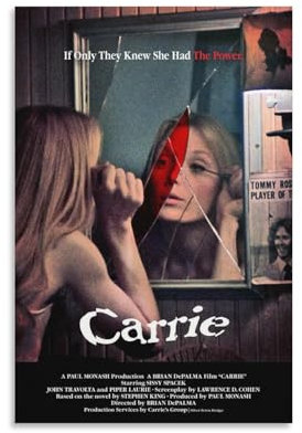 Voliko Klassisches Horrorfilm-Poster, Serie Carrie-Gemälde auf Leinwand, Wandkunst, Poster, Rollbild, Wanddekoration, Heimposter, 50 x 75 cm