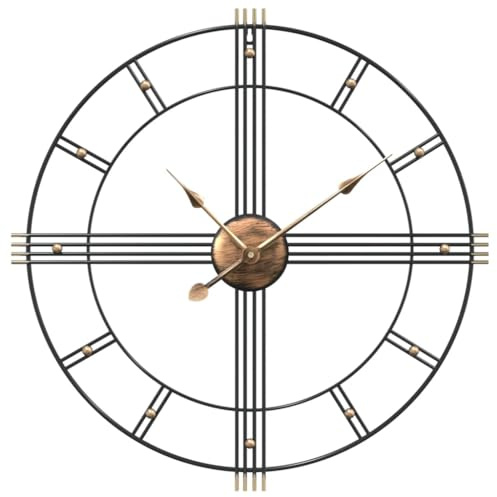 vidaXL Wanduhr Schwarz Ø60 cm Eisen, Uhr, Wanduhr für Wohnzimmer, Schlafzimmer, Badezimmer