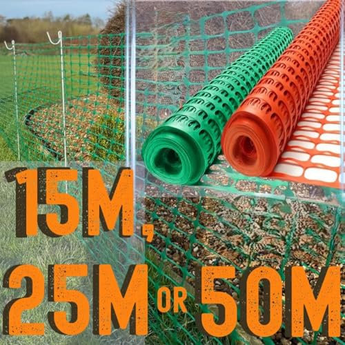 Smith & Barker ECONOMY 80gsm Temporary Barrier Mesh15M 25M 50M Green & Orange Fence Mesh Outdoor Garden Plastic Netting Mesh Fence (50m, Green)
