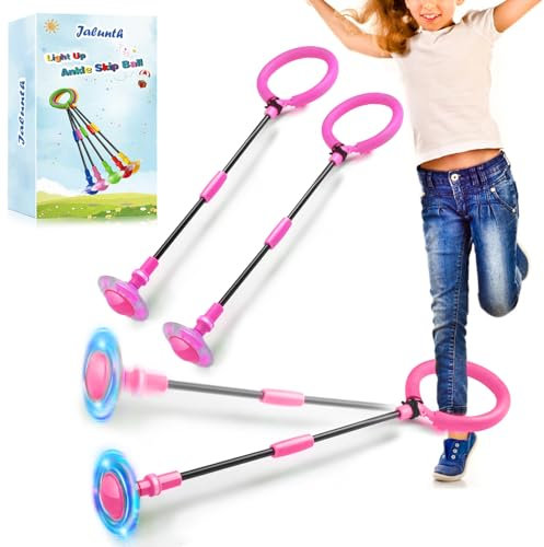 Jalunth Springring Fußkreisel Swing Wheel Outdoor Draußen Garten Strand Blinkt Skip Ball Spielzeug Spiele Kinder Erwachsene Jungen Mädchen 5 6 7 8 9 10 11 12 13 Jahre Geburtstag Geschenke mit Lichtrad