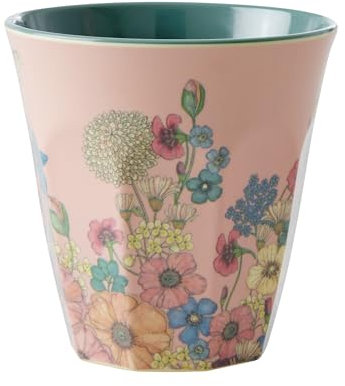 Rice Melamine Cup 100% Melamine Flower Collage Light Pink Medium