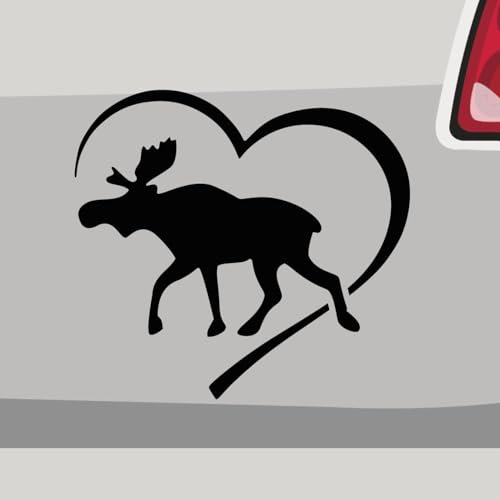 Aufkleber - Elch Herz Schweden Tier - Sticker, Folienaukleber für Auto, Motorrad, Fahrrad, Laptop, LKW (6,5x6cm | Silber)