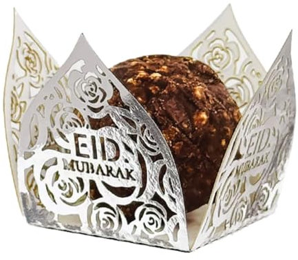 Ptdfjspt 50 Stück Eid Mubarak Dekoration Süßigkeiten Essen Tablett Box Ramadan Islamische Muslim Supplies C