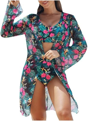 Bikini Damen Set Bauchweg, Bademode Elegant Schick, Sonderangebot Zweiteiliges Bikini Badeanzug Set Dreiteiliges Badeanzug Set Mit Brustpolstern, Swimming Suits Push Up, Schwimmanzug Sexy Modische