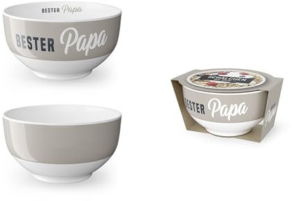Rungassi Müslischale Bowl Dessert-Schale Salat-Schüssel Mama Papa (Bester Papa -grau/weiß - 9557551)