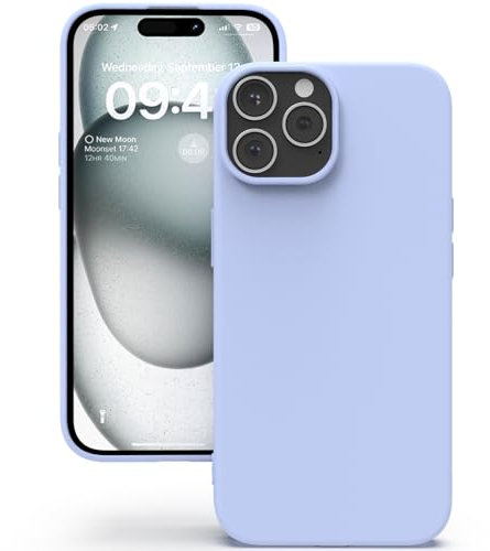 YATWIN Cover per iPhone 15 Pro Max, Custodia in Silicone Morbido con Tagli di Precisione per Fotocamera, Design Ultra Sottile, Protezione 360° con Bordi Rialzati, Lilla