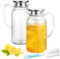 2L Brocca in Acrilico, TIE-DailyNec 2 Pack Brocca per Acqua in Plastica con Coperchio e Manico, Brocca di Succo Trasparente Senza BPA per Limonata, Latte, tè, Include 1 Pennello a Manico Lungo