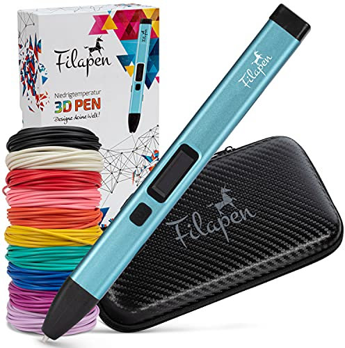 Filapen Premium 3D-Druckstift mit USB-C inkl. 10 Filamenten und Etui, 3D-Stifte für Kinder und Erwachsene, inkl. Vorlagen, 3D-Stift-Set für Anfänger und Profis, DIY-Bastelset