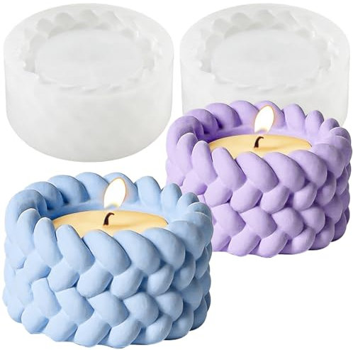 UNIANE 2 Stück Silikonform Kerzenhalter, Silikonformen Gießformen für Kerzen & Blumentöpfe, Gipsformen zum Gießen, Teelichthalter Formen für Beton, Gips, Kerzen Silikonformen, Gießform Kerzenhalter
