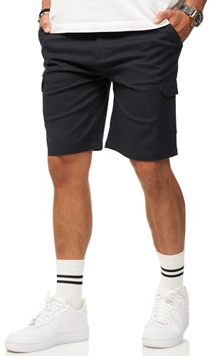 Soulstar Herren Kurze Hose Cargoshorts mit Stretch - Bermuda Sommershorts für Männer - Elastische Chinoshorts im Regular-Fit S2_GIDLEY-Navy-W34