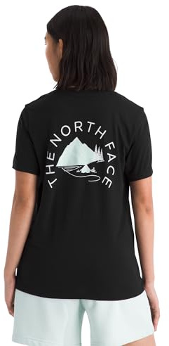 THE NORTH FACE - Damen Monte Regular Grafik T-Shirt - Weicher Baumwoll- und Polyester-Mix - Vorder- und Rückseite mit wasserbasiertem Grafikdruck-TNF Black, M