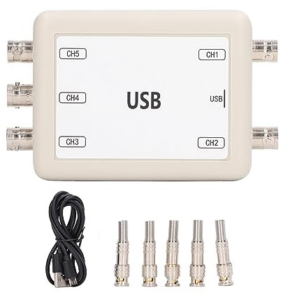 Jeanoko Oscilloscope Virtuel 0 Hz à 50 KHz Plage Maximum 150 KHz Taux D'échantillonnage 5 Canaux PC USB Oscilloscope Virtuel