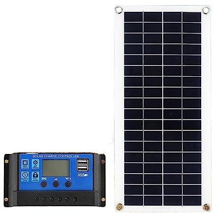 SMTYXS Kit de Panneau Solaire Double USB 300W 12V contrôleur de Charge Solaire Complet Cellule Solaire for Chargeur USB de Camping-Car RV Alimentation extérieure(20A Controller kit)