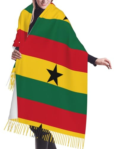 rrxnbcgg Langer Schal, Motiv: Flagge von Ghana, Unisex, mit Fransen, für Frühling, Herbst, Winter