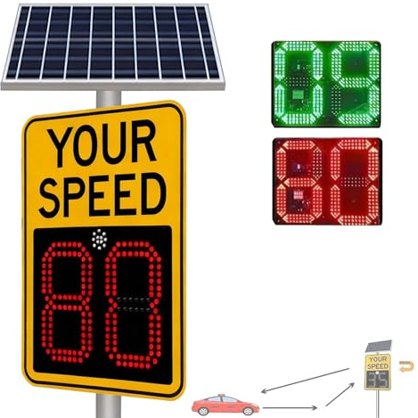 Panneau de limitation de vitesse radar solaire, panneau de signalisation routière avec retour d'information de vitesse radar et télécommande, panneau d'avertissement routier en aluminium