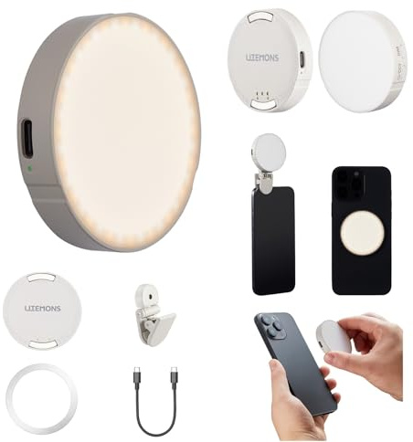 Godox LR15Bi Mini On-Camera Soft Light, 2800K-6500K Bi-Color LED Video Light, Magnetic Magsafe Fill Light for iPhone,CRI 97+, 5 Brightness, 33g Portable, Laptop, Vlogs and TikTok