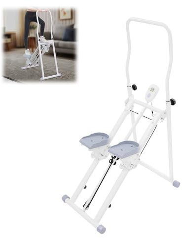 HUOMMGS Treppensteiger Fitnessgerät Klappbar Treppenstepper mit 3 Gänge Handgriff Höhe, LCD Anzeige Bodenstehend Treppenstepper Bis 150KG Fitnessgeräte für Zuhause, Büro, Wohnzimmer