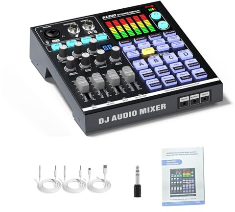 Btuty Carte Son de Podcast 48V BT DJ Mixer Carte Son Musique Externe Mélangeur Audio de Jeu pour Studio Streaming en Direct