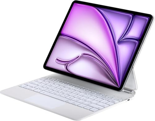 Generico Layout QWERTZ Tedesco Magic Keyboard Case per iPad Air 13 (M4/M3/M2, 2026/2025/2024) e iPad Pro 12,9 (3°, 4°, 5°, 6° gen), custodia tastiera magnetica con trackpad, retroilluminata, Bianco