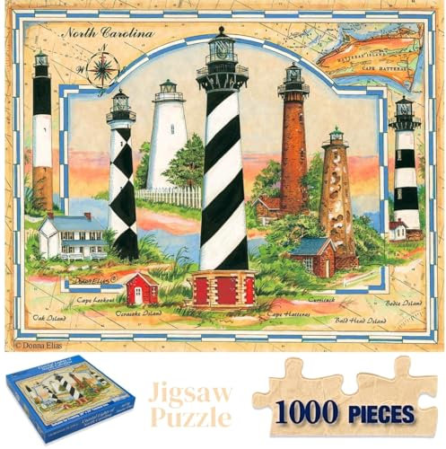 NC Coastal Lights Jigsaw Puzzle 1000pc