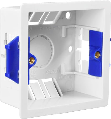 BG Electrical Single Dry Lining Plasterboard and Cavity Wall Back Boxes, 47mm, Square Edge, Nexus 900 Series, White Moulded, 917