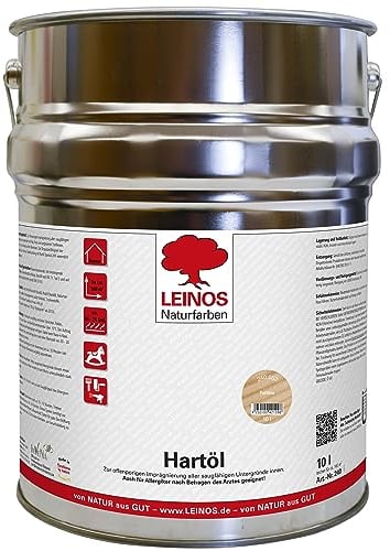 LEINOS Holzöl 10 l | Hartöl Farblos für Tische Möbel Arbeitsplatten | Teak Eiche Möbelöl für effektive Versiegelung und langanhaltenden Schutz im Innenbereich
