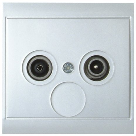 Kopp 113020083 Malta Antennensteckdose mit Zwei Ausgängen, TV/RF, Einzel- und Durchgangsdose, Silber