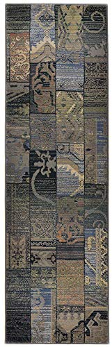 Läufer/Galerie | Klassischer Orientteppich mit Vintage und Patch Effekt | sehr robust und strapazierfähig | 80 x 300 cm; Farbe: Blau | Gabiro