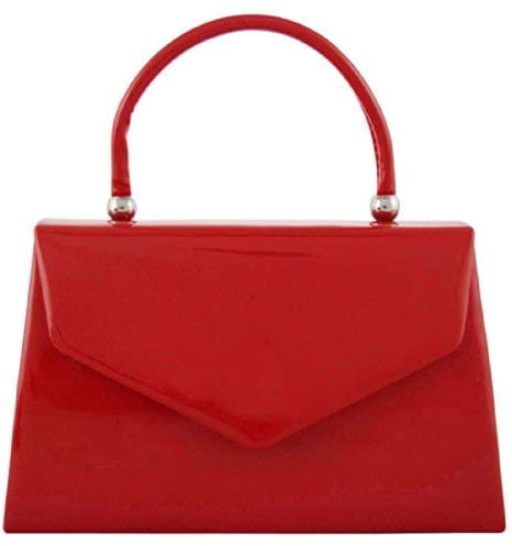 fi9® BNWT Retro Tote Patent Leather Bridal Wedding Evening Handbag Party Purse Clutch Shoulder Hand Bag (Red)