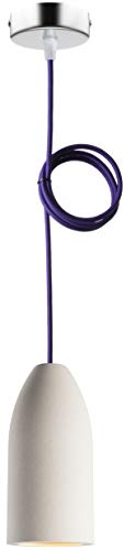 Buchenbusch urban design Pendelleuchte 1 flammig light edition 7,5 x 16 cm, Hängeleuchte Esstisch mit Textilkabel Violett/Lila