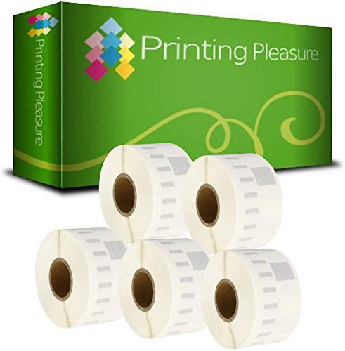 Printing Pleasure 5 x 99013 Rollen Etiketten kompatibel für Dymo LabelWriter & Seiko Etikettendrucker | 36mm x 89mm | 260 Stück | Große Adress-Etiketten | transparent