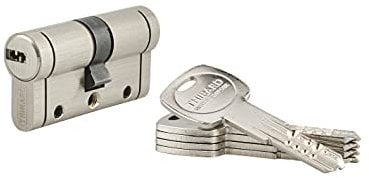 THIRARD - Cylindre de Serrure Double Entrée Federal S - Laiton - Pour Porte D'entrée - 8 Goupilles - Anti-Arrachement, Anti-Perçage, Anti-Crochetage, Anti-Casse, Anti-Snap - 30 x 30 mm - Gris