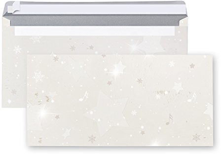 Logbuch-Verlag 25 Umschläge für Weihnachtsbriefe an Kunden DIN lang weiß beige Sterne Weihnachtsmotiv Briefumschläge Weihnachten 22 x 11 cm