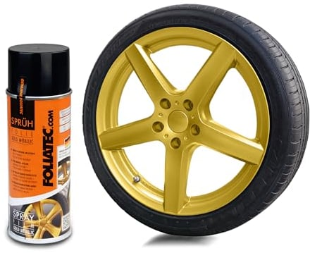 Foliatec Sprühfolie Auto Felgenfolie Sprüh Lack Spraydose Abziehbar, Gute Deckkraft, Gold metallic matt, 1x 400ml
